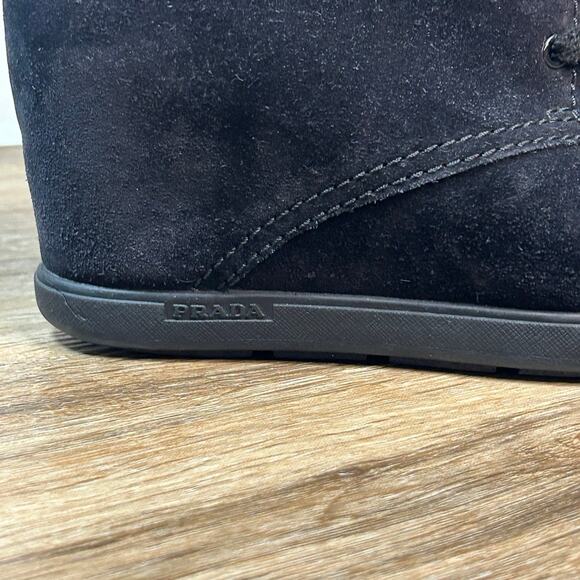 PRADA Rossa Desert Wedge Black Suede
SIZE 38 Lace-up Booties - Picture 5 of 10